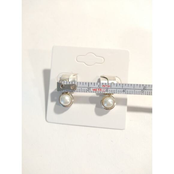 EP Signed Freshwater Pearls Dangle Earrings 14k yellow Gold Sterling Silver 925 - Picture 7 of 10